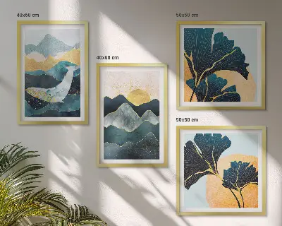 Abstract mountain wall art set multi-piece aesthetic decor