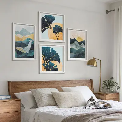 Abstract mountain wall art set multi-piece aesthetic decor