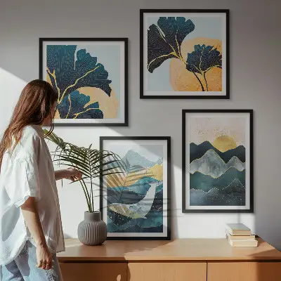 Abstract mountain wall art set multi-piece aesthetic decor