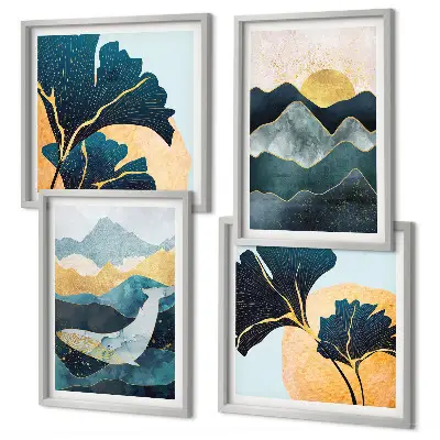 Abstract mountain wall art set multi-piece aesthetic decor