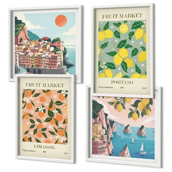 Wall art set featuring citrus fruits of the Italian tropics