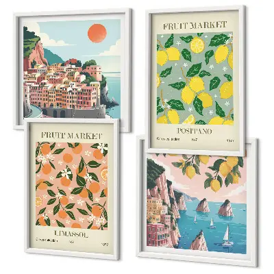Wall art set featuring citrus fruits of the Italian tropics