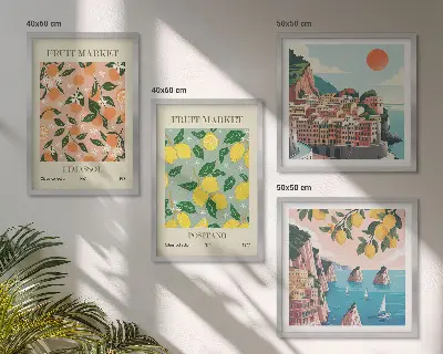 Wall art set featuring citrus fruits of the Italian tropics