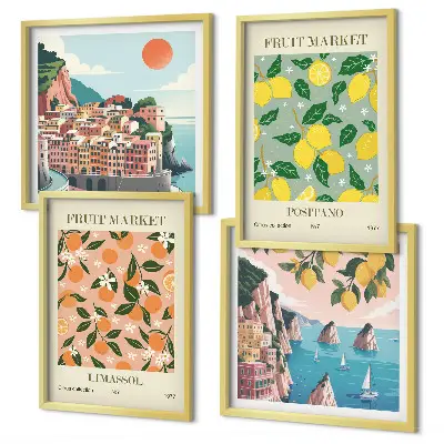 Wall art set featuring citrus fruits of the Italian tropics