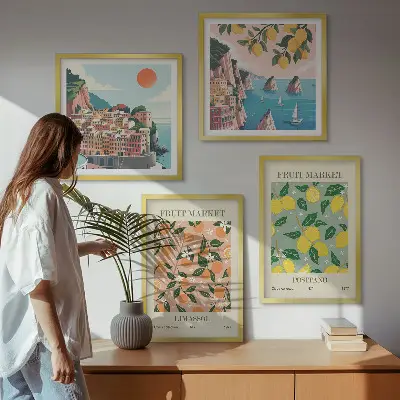 Wall art set featuring citrus fruits of the Italian tropics