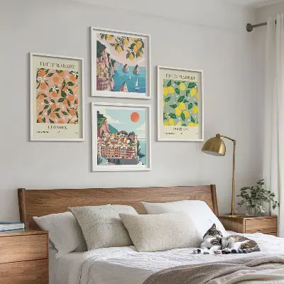 Wall art set featuring citrus fruits of the Italian tropics