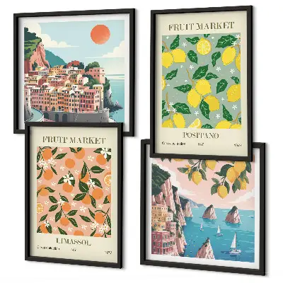 Wall art set featuring citrus fruits of the Italian tropics