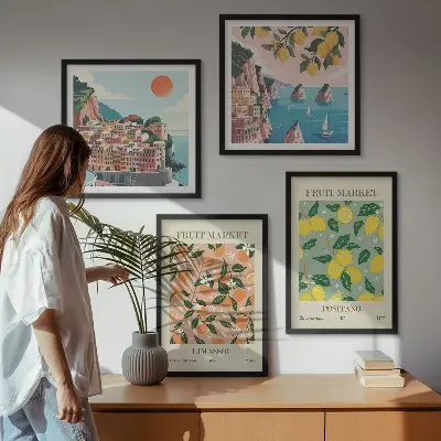 Wall art set featuring citrus fruits of the Italian tropics