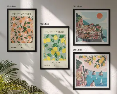 Wall art set featuring citrus fruits of the Italian tropics