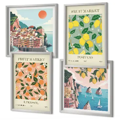 Wall art set featuring citrus fruits of the Italian tropics