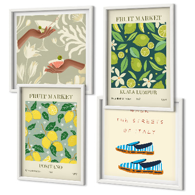 Set of 4 wall art pieces Fruit patterns Italian posters