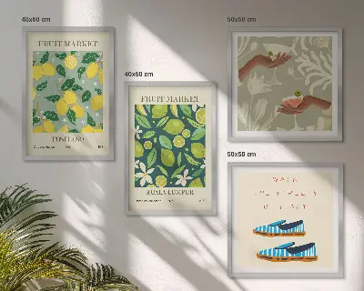 Set of 4 Italian fruit pattern wall art posters 