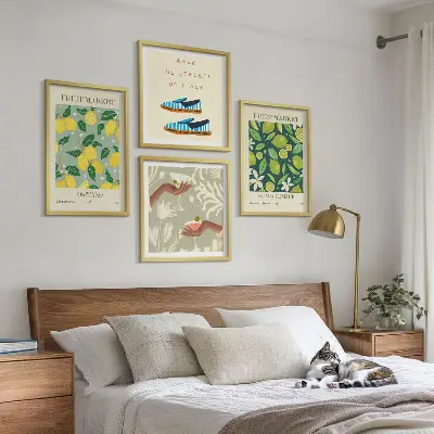 Set of 4 Italian fruit pattern wall art posters 