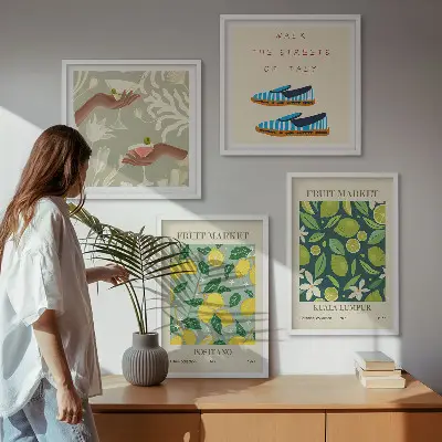 Set of 4 Italian fruit pattern wall art posters 