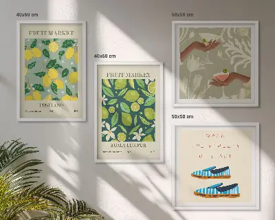 Set of 4 Italian fruit pattern wall art posters 