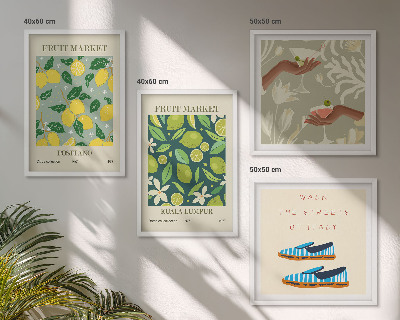 Set of 4 wall art pieces Fruit patterns Italian posters