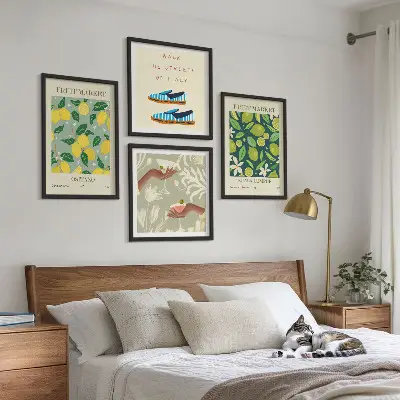 Set of 4 Italian fruit pattern wall art posters 