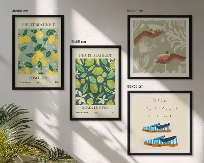 Set of 4 Italian fruit pattern wall art posters 