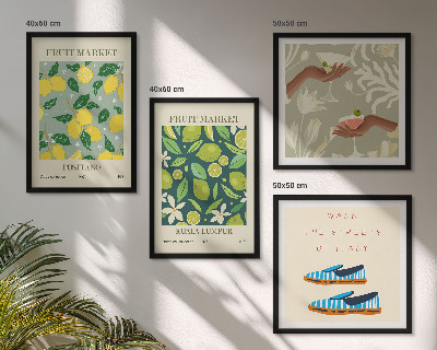 Set of 4 wall art pieces Fruit patterns Italian posters