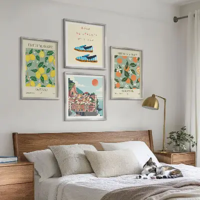 Multi-piece wall art set featuring Italian culture fruit patterns