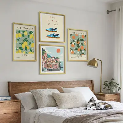 Multi-piece wall art set featuring Italian culture fruit patterns