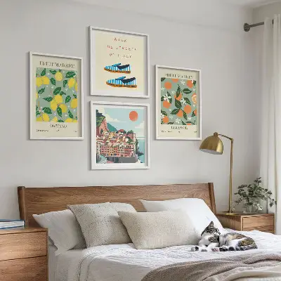 Multi-piece wall art set featuring Italian culture fruit patterns