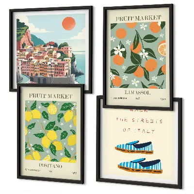 Multi-piece wall art set featuring Italian culture fruit patterns