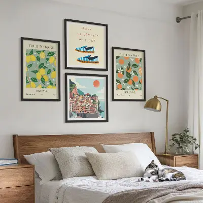 Multi-piece wall art set featuring Italian culture fruit patterns