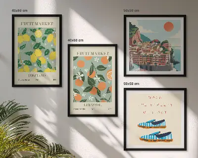 Multi-piece wall art set featuring Italian culture fruit patterns