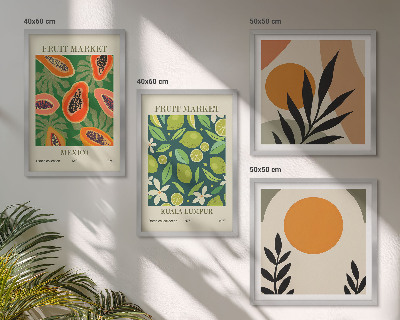 Wall art set Boho papaya fruit patterns