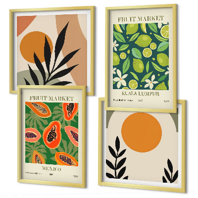 Wall art set Boho papaya fruit patterns