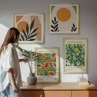 Wall art set Boho papaya fruit patterns
