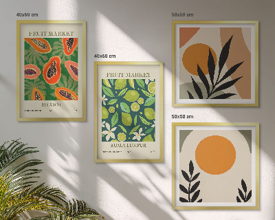 Wall art set Boho papaya fruit patterns