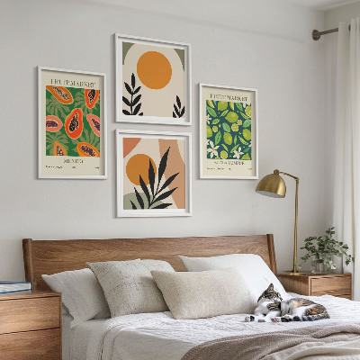 Wall art set Boho papaya fruit patterns