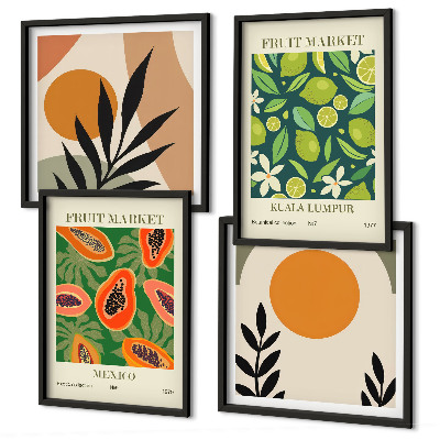Wall art set Boho papaya fruit patterns