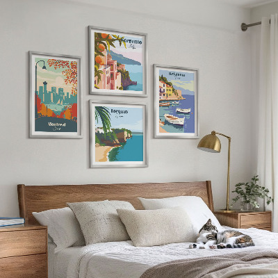 Multi-piece wall decor set Retro views of cities around the world
