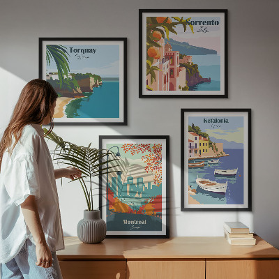 Multi-piece wall decor set Retro views of cities around the world