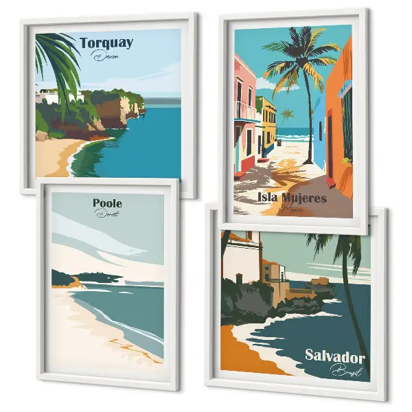 Wall art set Tropical beaches and palm trees