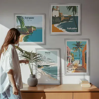 Wall art set Tropical beaches and palm trees