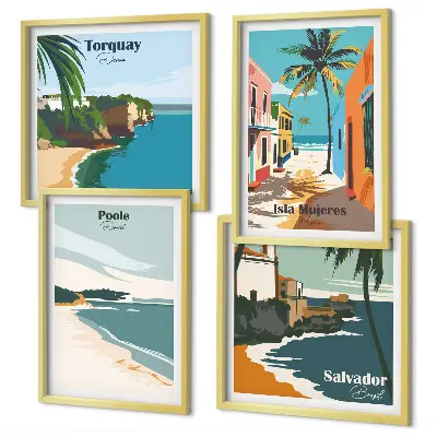 Wall art set Tropical beaches and palm trees