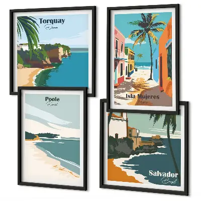 Wall art set Tropical beaches and palm trees
