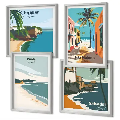 Wall art set Tropical beaches and palm trees