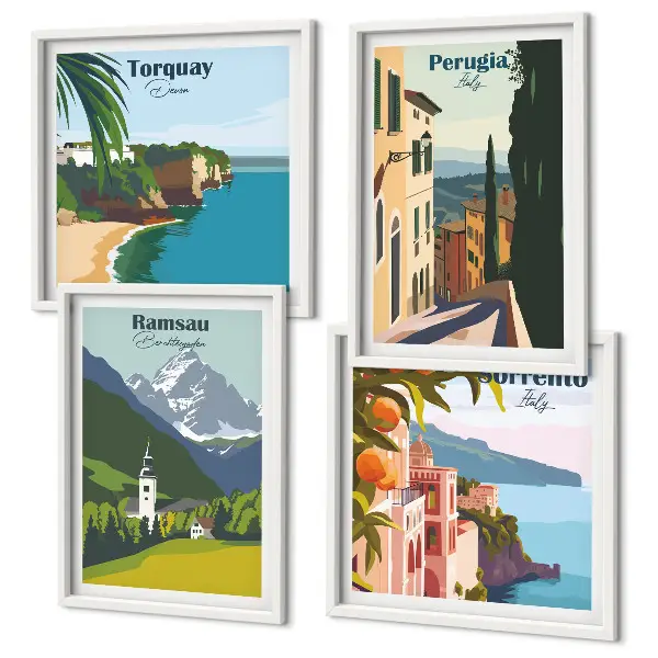 Multi-piece wall decor set Mountain landscapes and cities