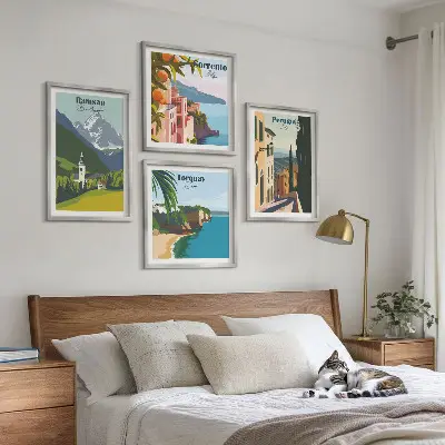 Multi-piece wall decor set Mountain landscapes and cities
