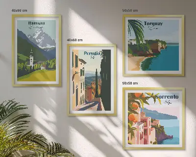 Multi-piece wall decor set Mountain landscapes and cities