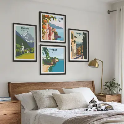 Multi-piece wall decor set Mountain landscapes and cities