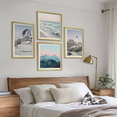 Set of 4 wall art pieces Horses, movement, beach, lighthouse, mountains