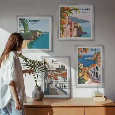 Retro World City Art Prints set of illustrations
