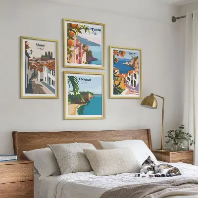 Retro World City Art Prints set of illustrations