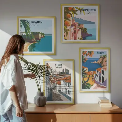 Retro World City Art Prints set of illustrations